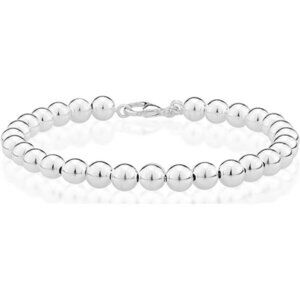 925 Sterling Silver Italian Handmade 6mm Bead Ball Strand Chain Bracelet